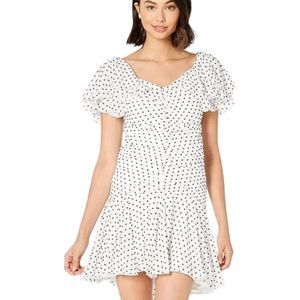 Bardot Anthropologie New Tags Jessi White Dress Polka Dot Rouched Size 10